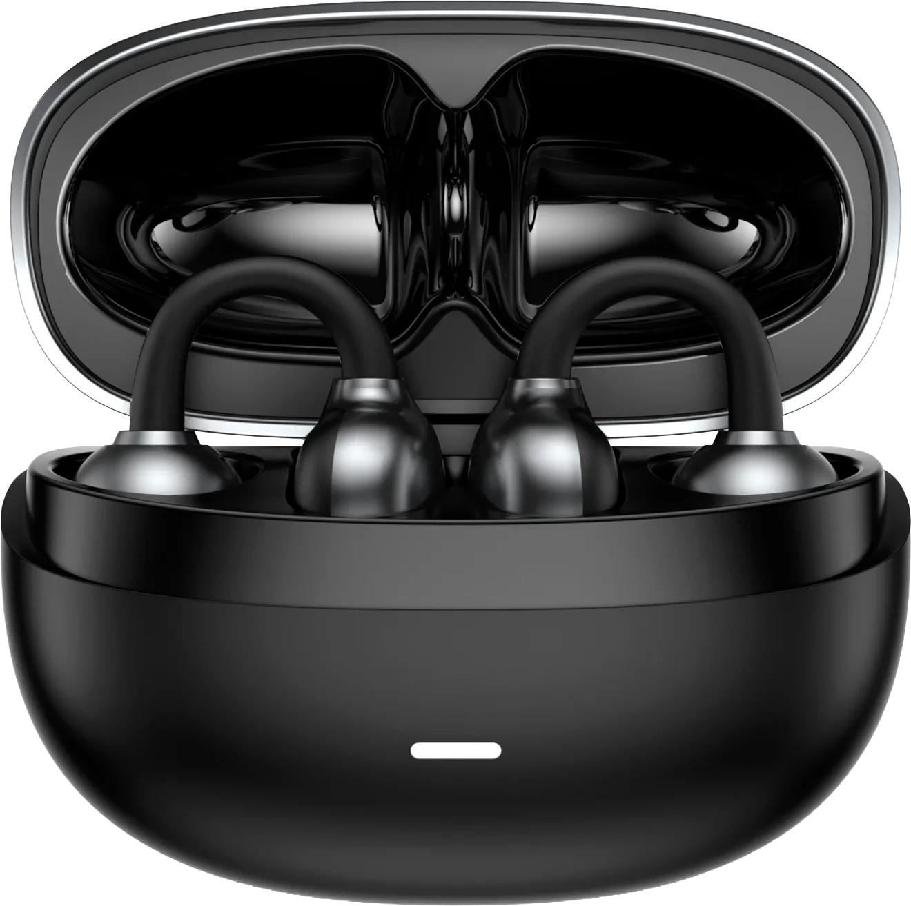 WallaBuds Clip open-ear wireless earbuds with charging case